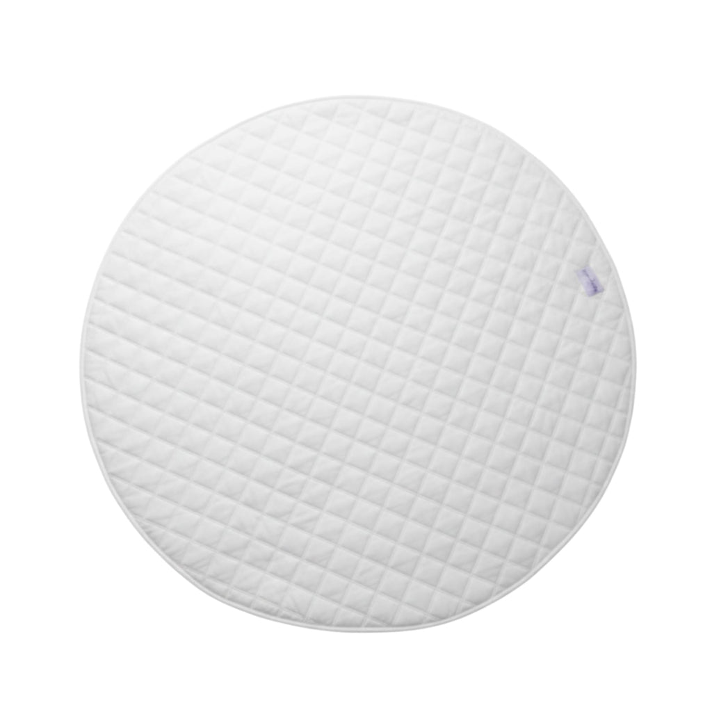 Baby Playmat 47x47 inch | Soft Linen Cotton, Non-Slip & Foldable | Washable Indoor Outdoor Mat for Infants & Toddlers with Carry Bag (Round) (Ivory Cloud)