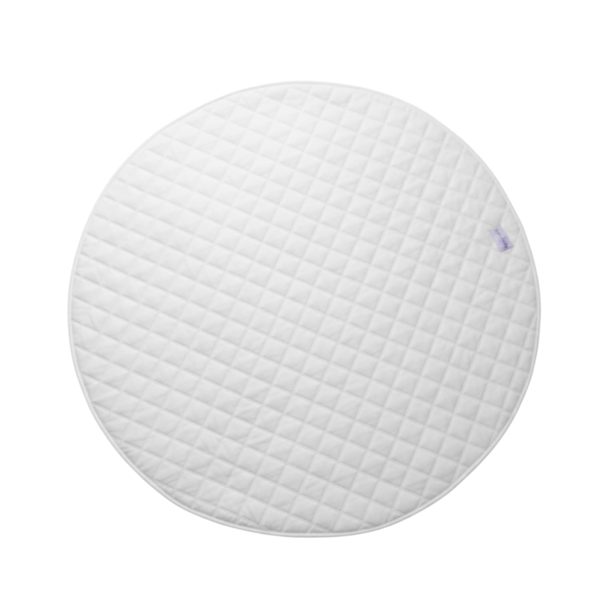 Baby Playmat 47x47 inch | Soft Linen Cotton, Non-Slip & Foldable | Washable Indoor Outdoor Mat for Infants & Toddlers with Carry Bag (Round) (Ivory Cloud)